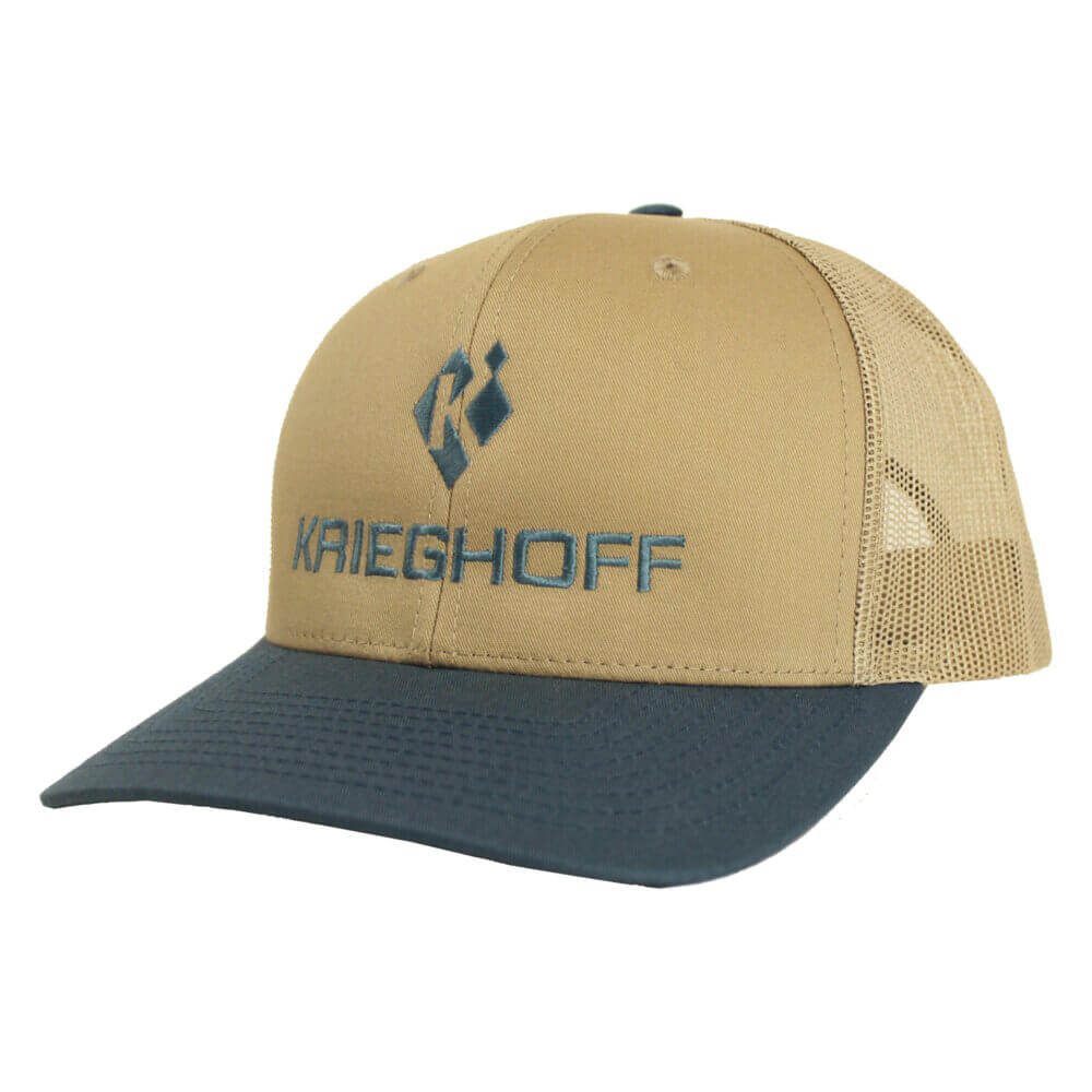 Krieghoff “Richardson” Trucker Hat, Khaki/Blue