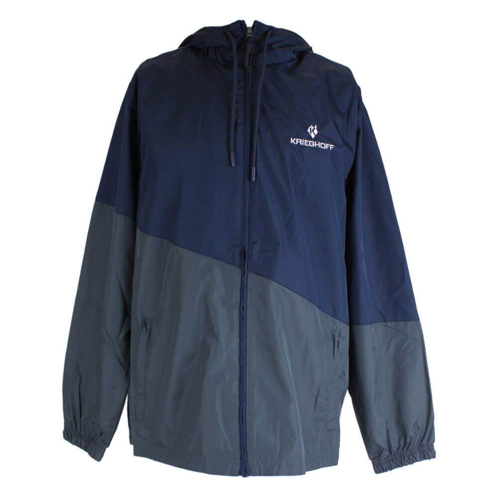 Krieghoff Lightweight Full Zip Windbreaker, Navy/Grey