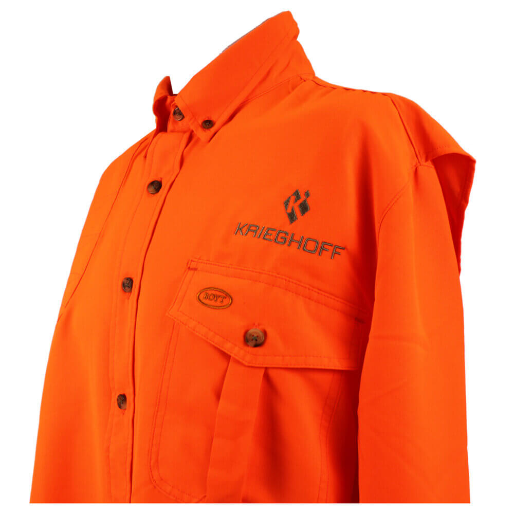 Krieghoff “Pica Zuro” Long Sleeve Button Down Mesh Back Shirt by Boyt, Orange